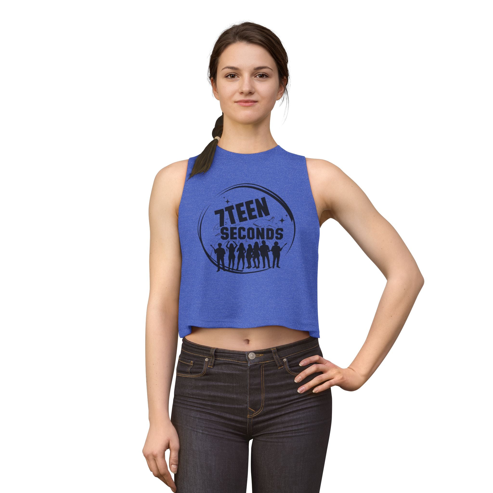7Teen Seconds Band Logo Crop Top | Silhouette Rock Group Graphic Tank