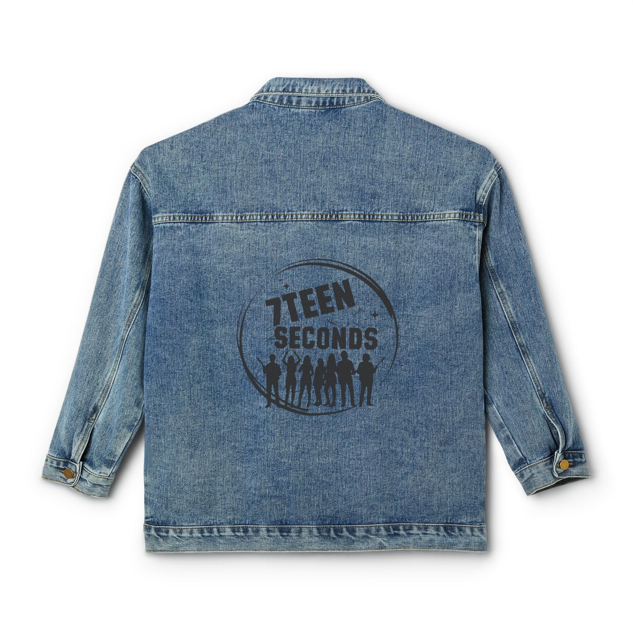 Denim Jacket — '7 Teen Seconds' Back Graphic Women's Jean Jacket