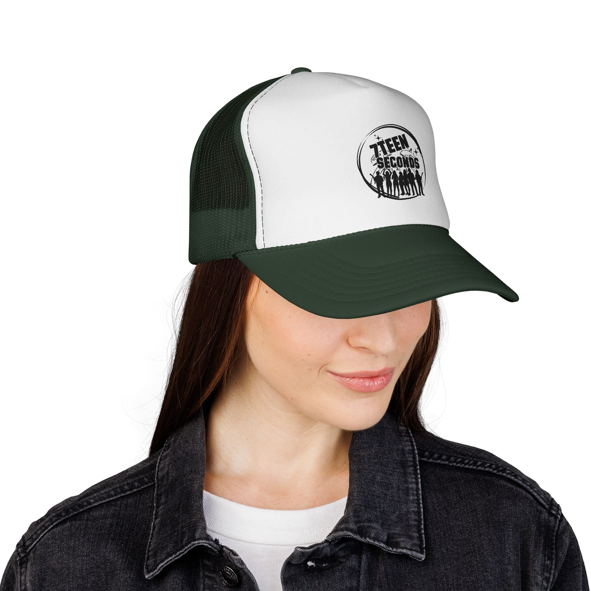 7Teen Seconds logo Trucker Cap | Retro distressed band emblem