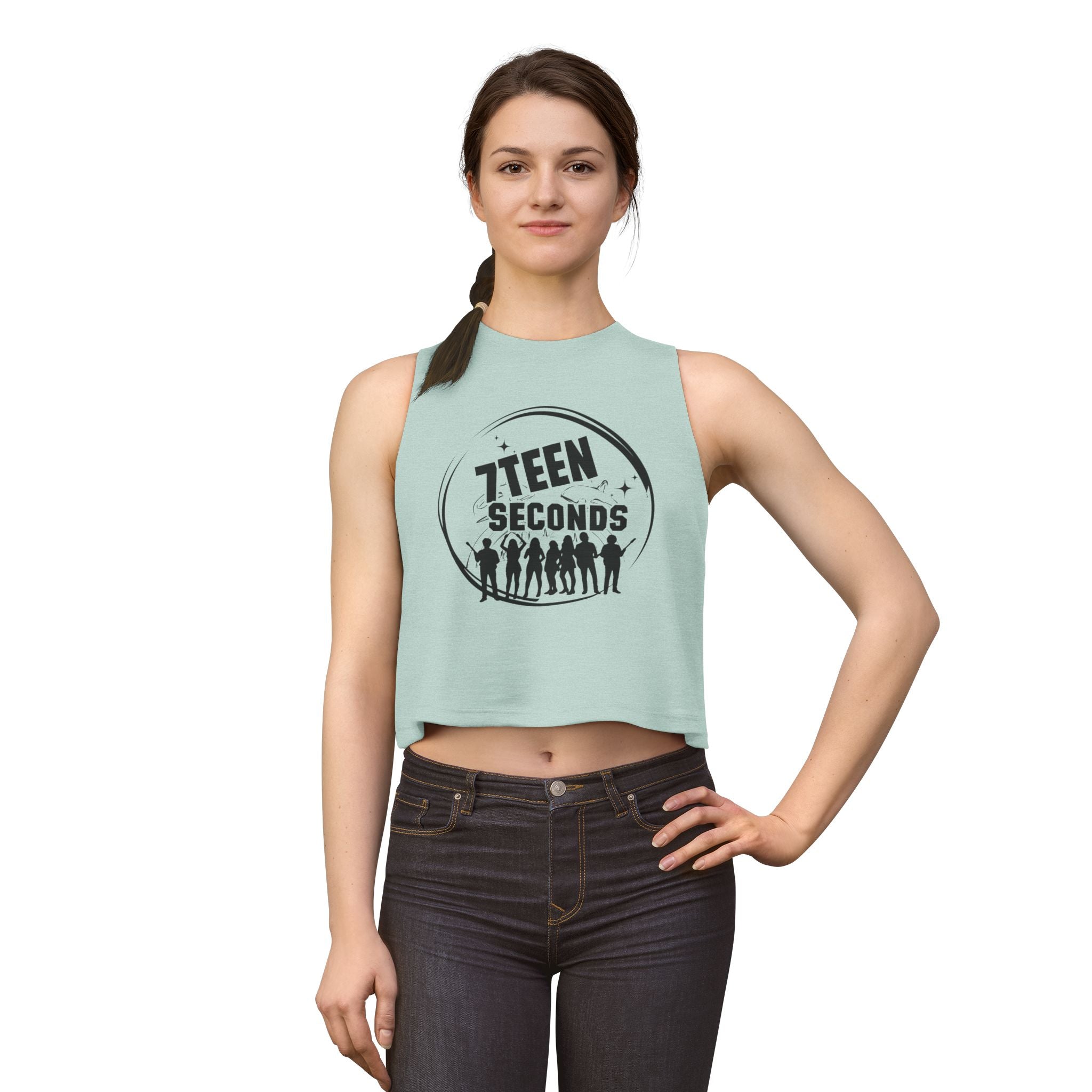 7Teen Seconds Band Logo Crop Top | Silhouette Rock Group Graphic Tank
