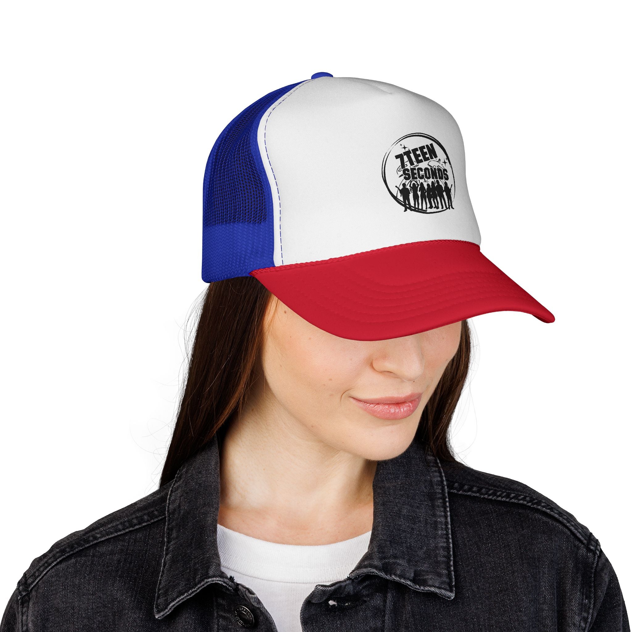 7Teen Seconds logo Trucker Cap | Retro distressed band emblem