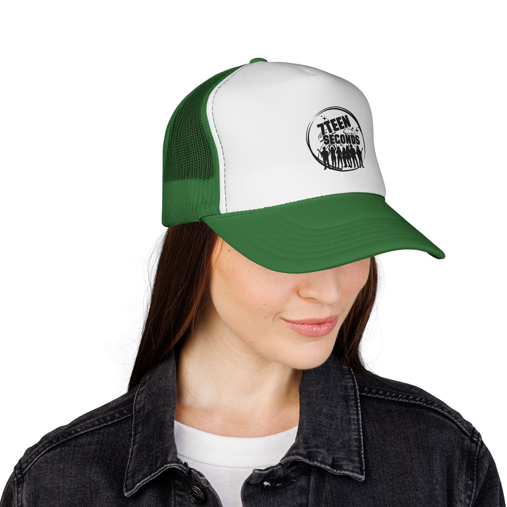 7Teen Seconds logo Trucker Cap | Retro distressed band emblem