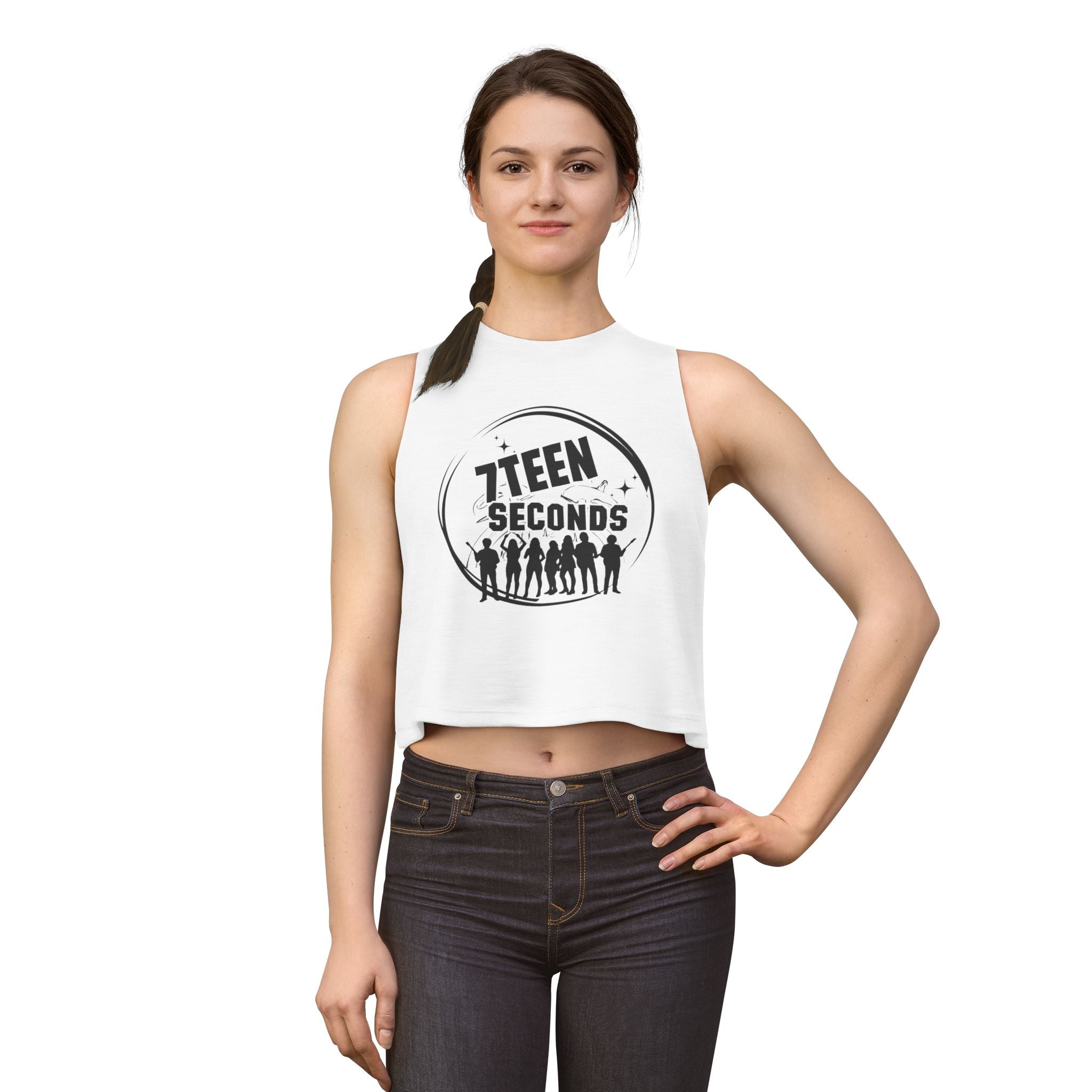7Teen Seconds Band Logo Crop Top | Silhouette Rock Group Graphic Tank