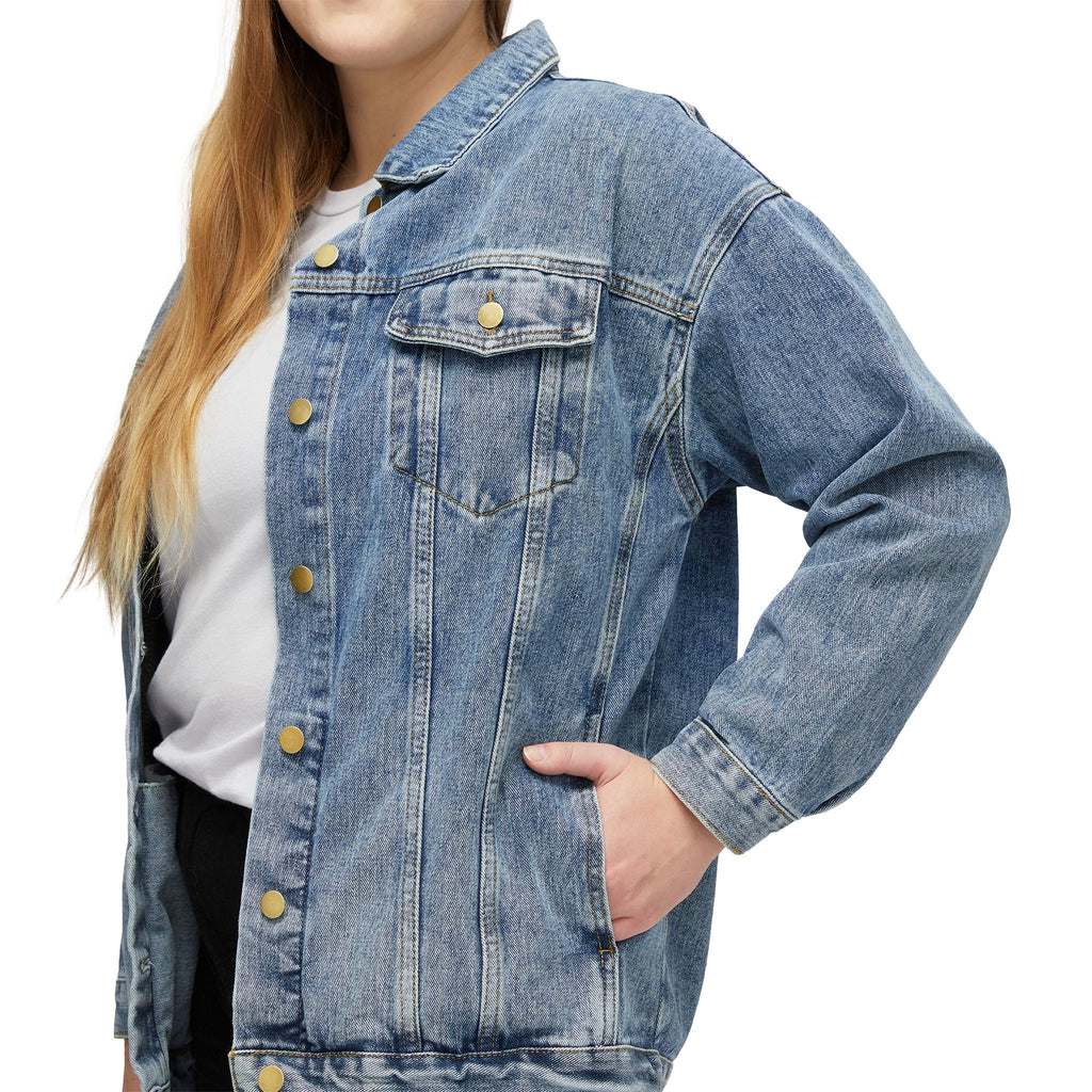 Denim Jacket — '7 Teen Seconds' Back Graphic Women's Jean Jacket