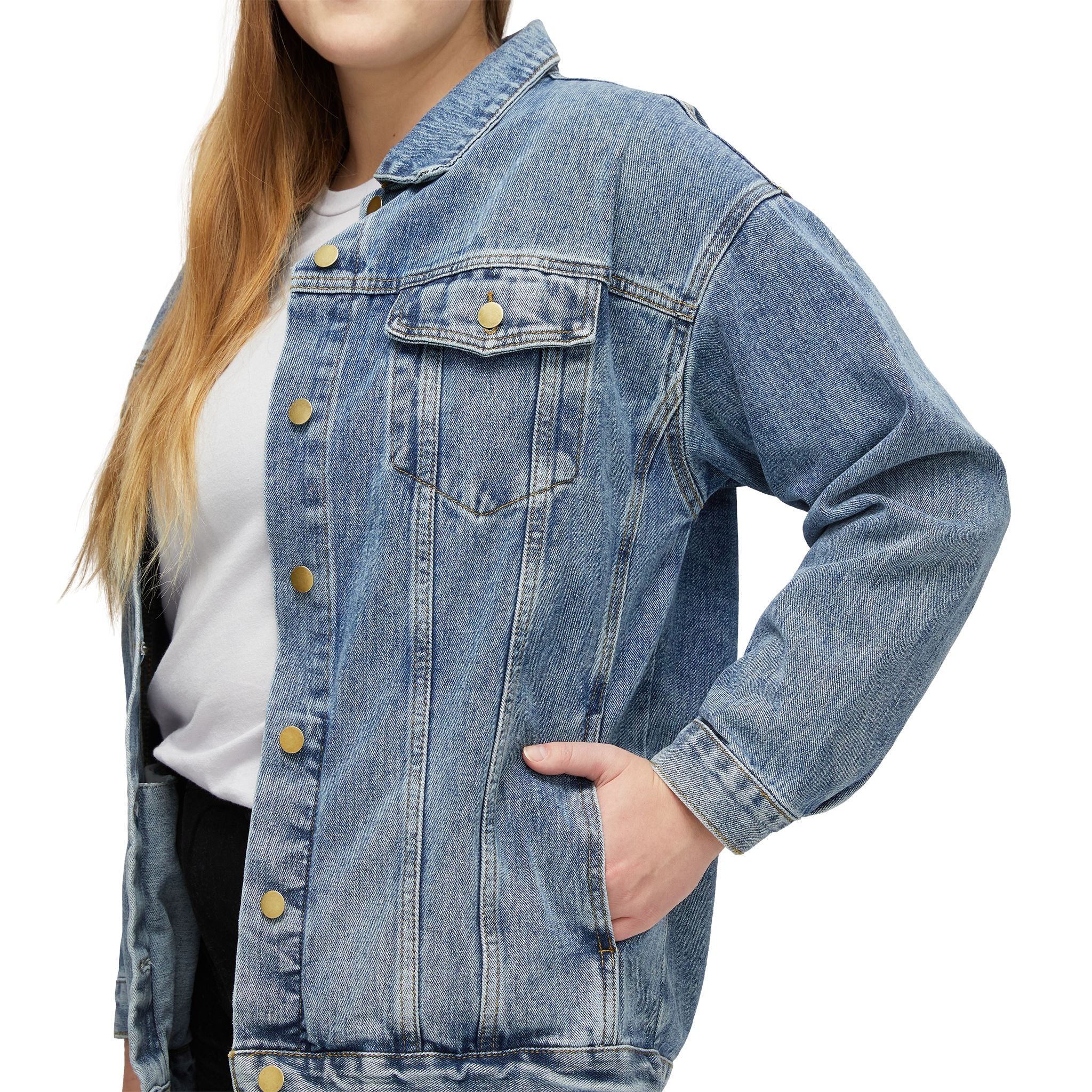 Denim Jacket — '7 Teen Seconds' Back Graphic Women's Jean Jacket