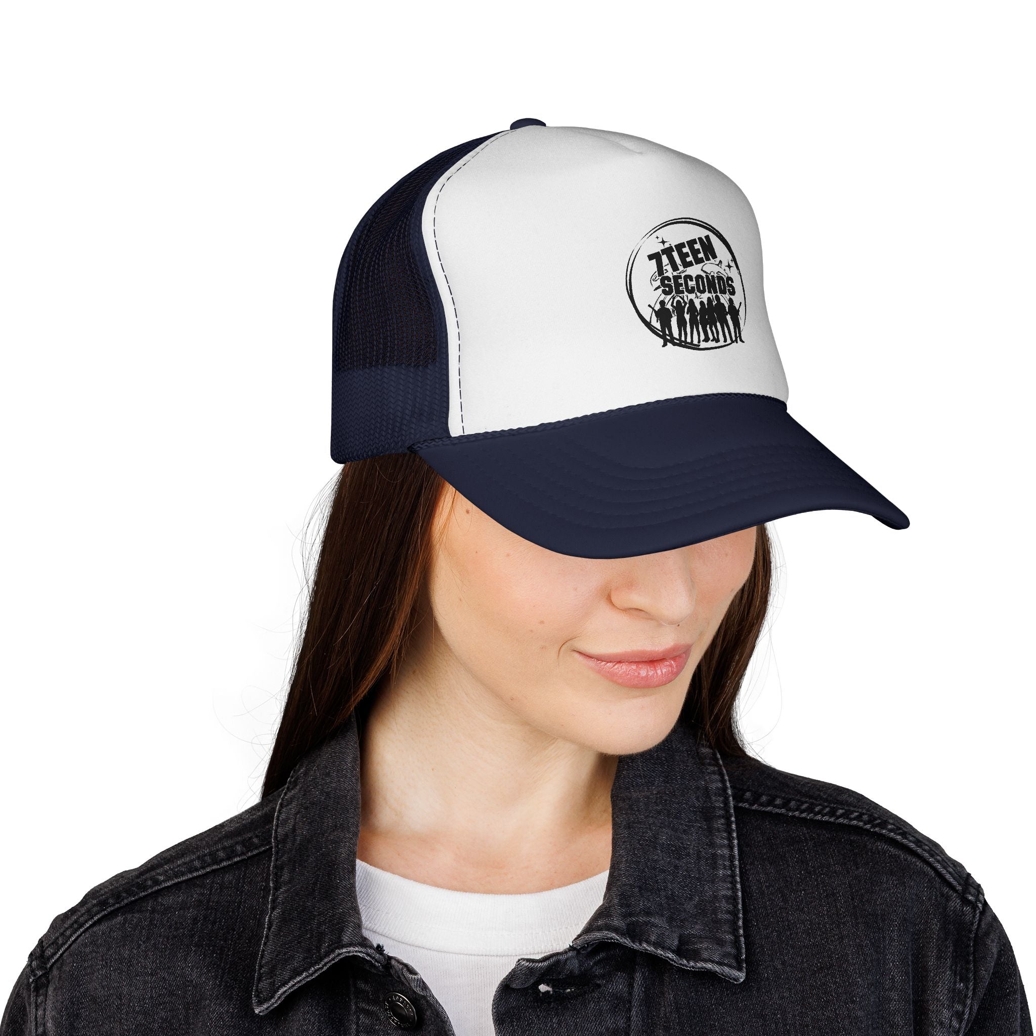 7Teen Seconds logo Trucker Cap | Retro distressed band emblem