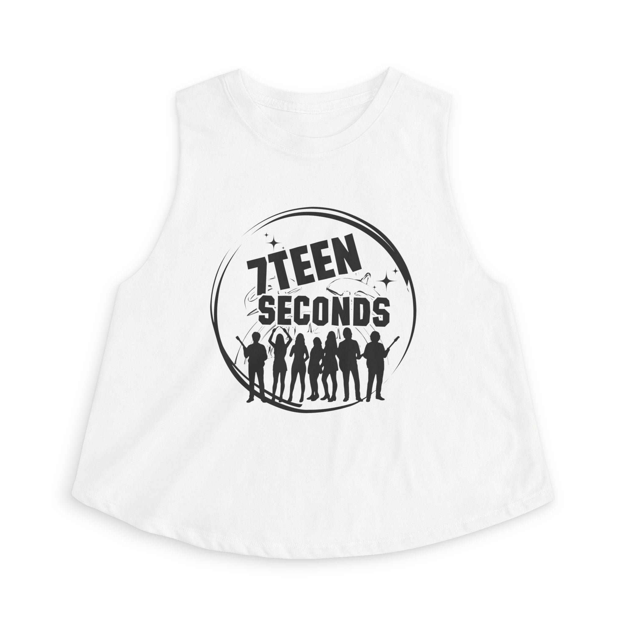 7Teen Seconds Band Logo Crop Top | Silhouette Rock Group Graphic Tank